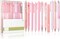 Gel Ink Pink Pen Set, 12 Pack, 1 x Aesthetic Highlighter, 0.5mm Cute Pink Pens Black Ink with Pastel Barrels